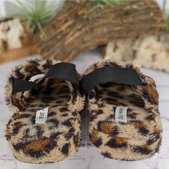 STEVE MADDEN Biddy Leopard Print Slippers - Size L - Picture 6 of 10